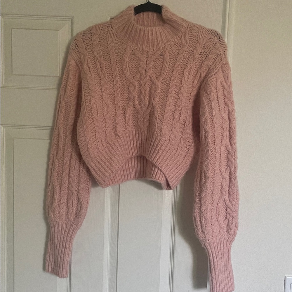 Forever 21 Pink Cable Knit Turtleneck Sweater